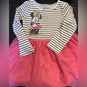Disney Striped Dress with Gold Minnie Mouse